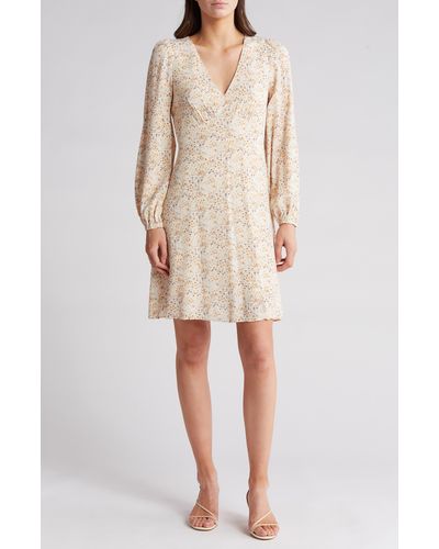 Lucy Paris Floral Rosemary Long Sleeve Dress - Natural