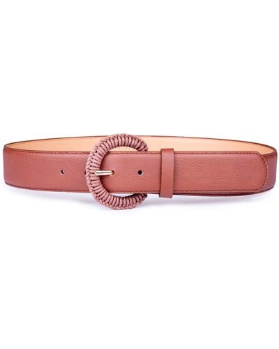 Linea Pelle Woven Buckle Faux Leather Belt - Pink