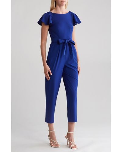 Calvin Klein Comm Tie Waist Jumpsuit - Blue