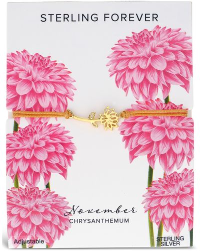 Sterling Forever Birth Flower Bracelet - Pink