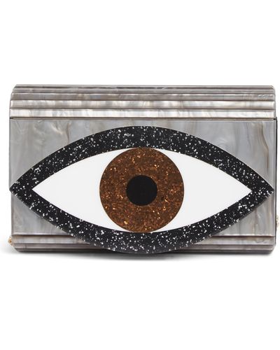 Kurt Geiger Evil Eye Envelope Crossbody Clutch Bag In Silver At Nordstrom Rack - Gray