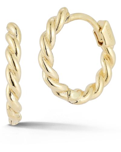 Ember Fine Jewelry 14k Gold Twist Huggie Hoop Earrings - Metallic