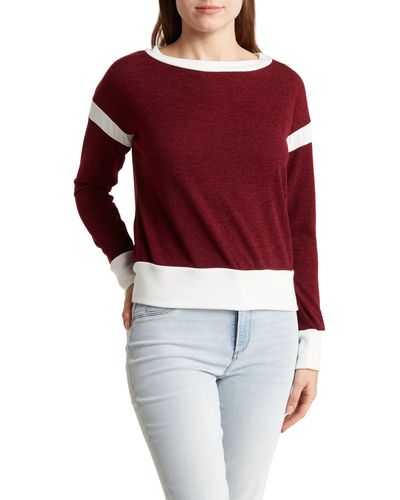 Go Couture Spring Varsity Long Sleeve Top - Red