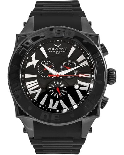 Aquaswiss Swissport Xg Silicone Strap Watch - Black