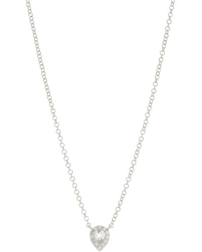 EF Collection Diamond & Topaz Teardrop Pendant Necklace - Blue