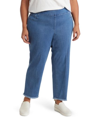 Ruby Rd. Fray Ankle Pull-on Pants - Blue