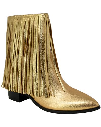 In Touch Footwear Malena Fringe Western Ankle Bootie - Natural