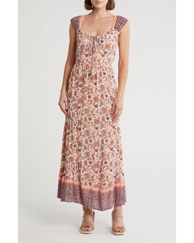 Angie Floral Maxi Dress - Pink