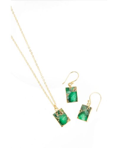 Saachi Gemstone Necklace & Earrings Set - Blue