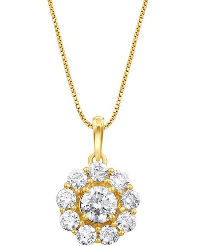 Badgley Mischka Badgley Mischka 14k Gold Lab-grown Round Diamond Cluster Necklace - Yellow