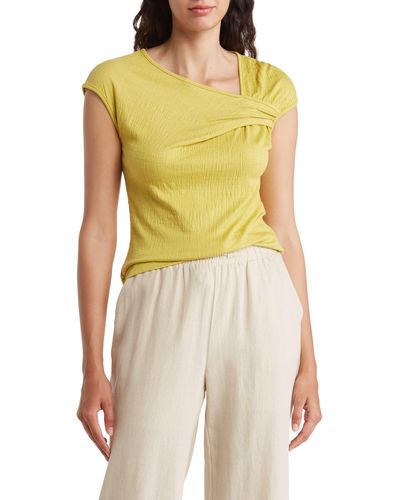 Max Studio Textured Side Gather Top - Yellow
