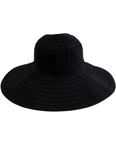 San Diego Hat Ribbon Wide Brim Hat - Black