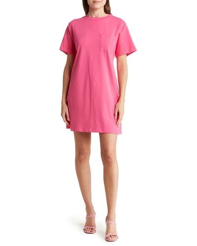 Lush Twist Back Cutout T-shirt Dress - Pink