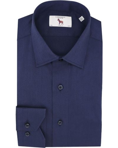 Lorenzo Uomo Trim Fit Textured Stretch Dress Shirt - Blue