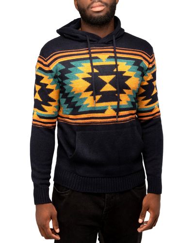 Xray Jeans Accent Pattern Pullover Hoodie - Blue