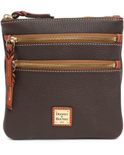 Dooney & Bourke Triple Zip Pebbled Leather Crossbody Bag - Brown