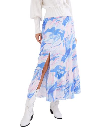 French Connection Dalla Hallie Printed Maxi Skirt - Blue