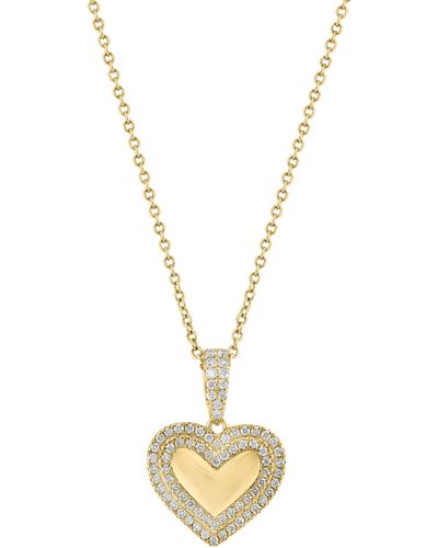Effy 14k Yellow Gold Diamond Heart Pendant Necklace - Metallic