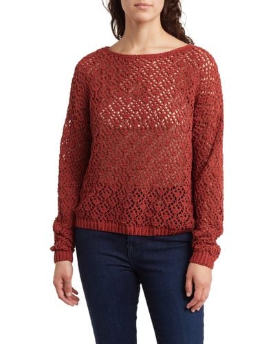 DR2 by Daniel Rainn Crop Crochet Sweater - Red