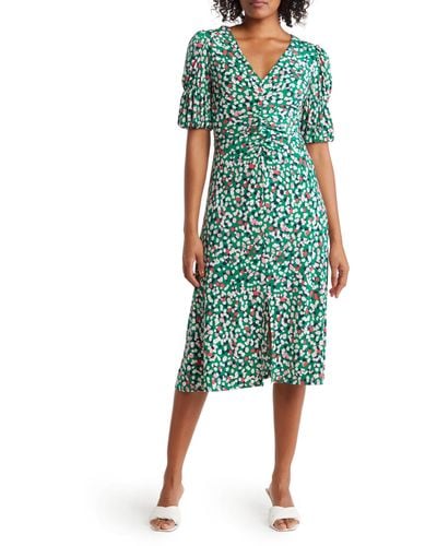 Vince Camuto Ity Ruched Front Midi Dress - Green