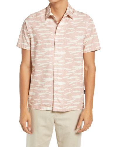 Ted Baker Extent Zebra Short Sleeve Button-up Shirt - Pink