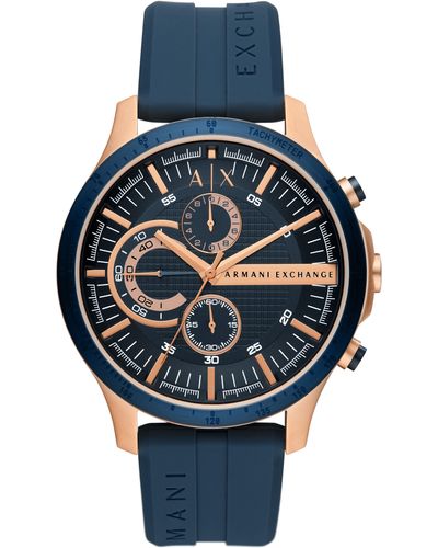 Armani Exchange Chronograph Leather Strap Watch - Gray