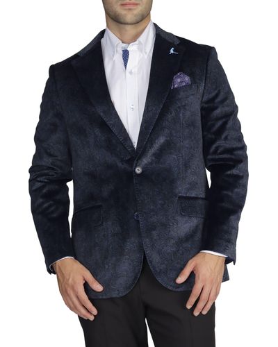 Tailorbyrd Tonal Paisley Velvet Sportcoat - Blue
