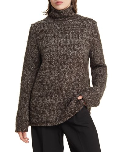 COS Marled Wool Turtleneck Sweater - Brown