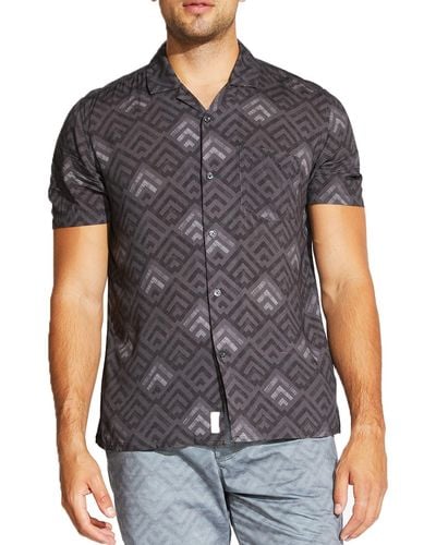 Civil Society Lodi Geometric Print Short Sleeve Regular Fit Shirt - Gray