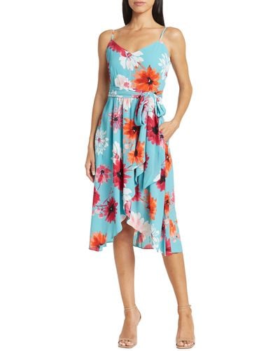 Vince Camuto Floral High-low Midi Dress - Blue
