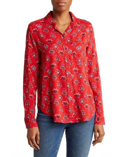 Beach Lunch Lounge Ashley Long Sleeve Button-up Shirt - Red
