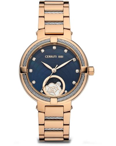 Cerruti 1881 Gardena Swarovski Crystal Embellished Bracelet Watch - Blue