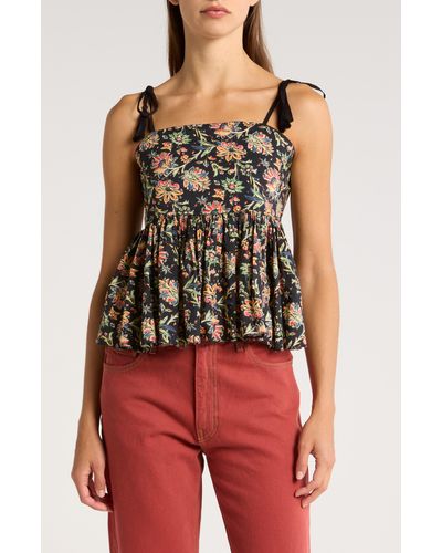 The Great The Dainty Floral Sleeveless Top - Red