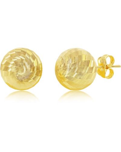 Simona 14k Yellow Gold Diamond Cut Bead Stud Earrings