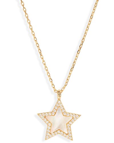 Argento Vivo Sterling Silver Mother-of-pearl & Crystal Star Pendant Necklace - Metallic