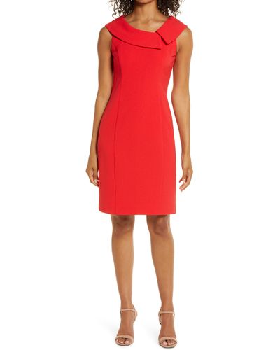 Harper Rose Envelope Collar Crepe Sheath Dress - Red