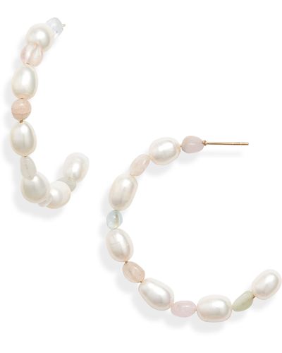THE KNOTTY ONES Imitation Pearl Hoop Earrings - White