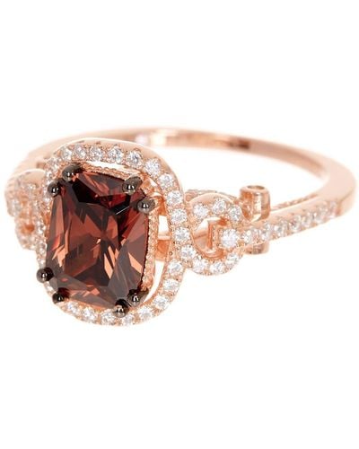 Suzy Levian 14k Rose Gold Plated Sterling Silver Brown Chocolate Cz Ring