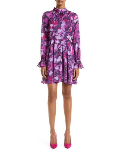 Ted Baker Sammieh Floral Print Long Sleeve Fit & Flare Dress - Purple