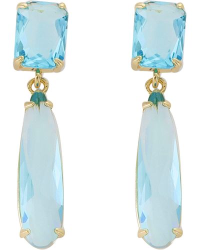 Panacea Crystal Teardrop Earrings - Blue