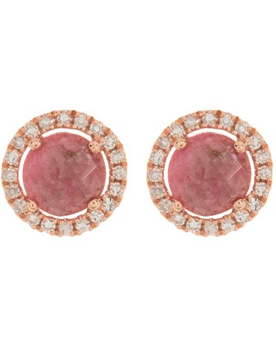 Meira T Rhodonite Stud Earrings - Pink