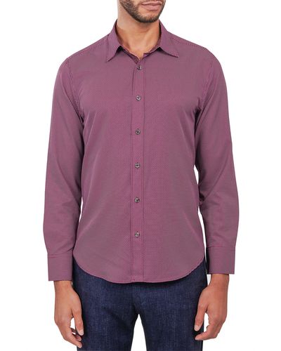 Con.struct Slim Fit Microdot 4-way Stretch Performance Button-up Shirt - Purple