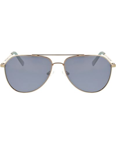 Hurley 60mm Polarized Round Sunglasses - Blue