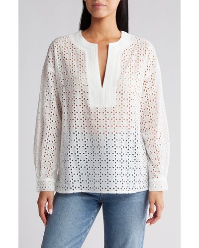 Vici Collection Prisca Cotton Eyelet Cover-up Top - White