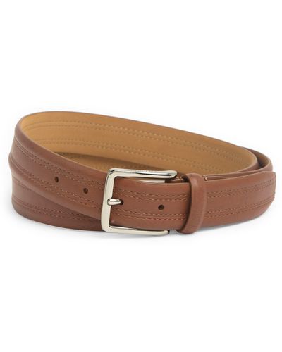 Cole Haan 3-sitch Panel Leather Belt In Tan At Nordstrom Rack - Natural