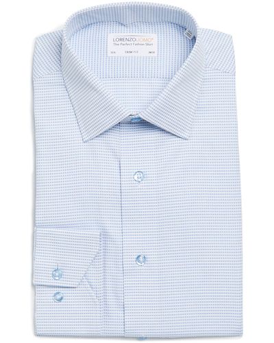Lorenzo Uomo Minigrid Long Sleeve Cotton Button-up Shirt - Blue