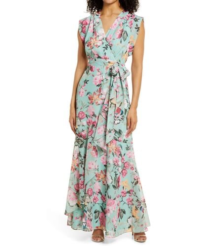 Eliza J Floral Faux Wrap Maxi Dress - Multicolor