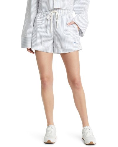 FRAME Stripe Drawstring Lounge Shorts - White
