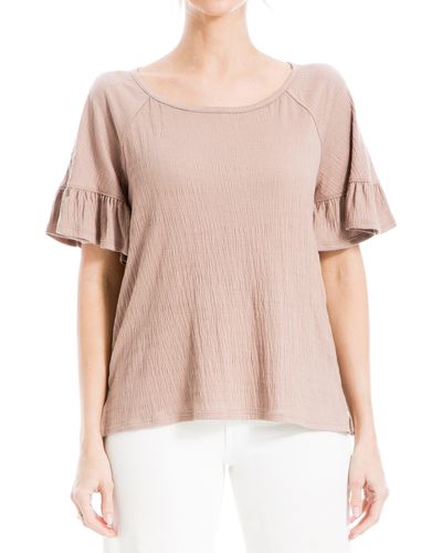 Max Studio Flutter Texture Knit T-shirt - Pink