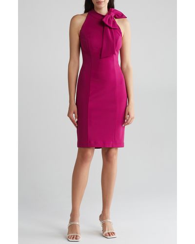 Eliza J Neck Tie Sleeveless Dress - Pink